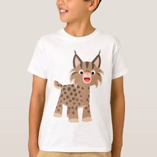Bela Caricatura Feliz Lynx Crianças Camisa