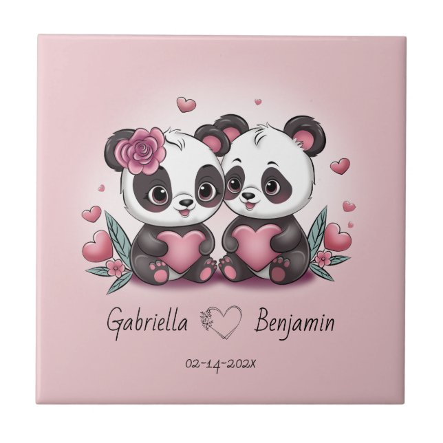 Bela Caricatura Panda Amava o Dia do Namorados Car (Frente)