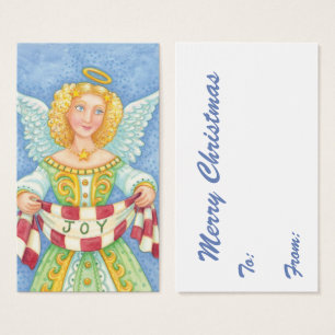 Bela Cartoon de Natal Angel Halo com Joy Banner