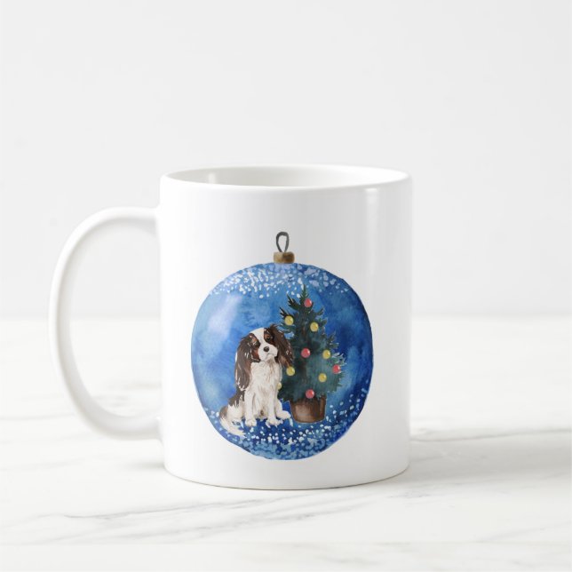 Bela Cavalier Rei Charles Spaniel, caneca de Natal (Esquerda)