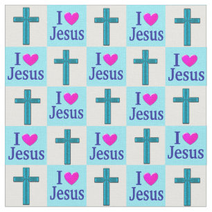 BELA CRUZ AZUL EU AMO TECIDO JESUS