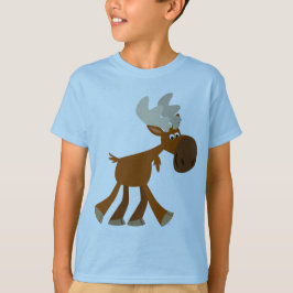 Bela e Feliz Cartoon Moose Crianças Camisa