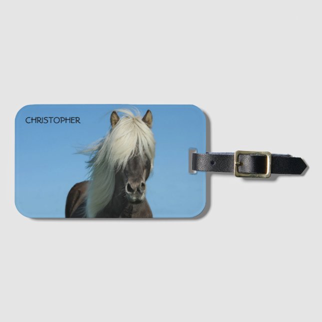 Bela Etiqueta de Bagagem Personalizada de Cavalo (Frente Horizontal)