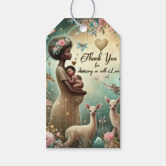 Bela etiqueta de presente de Chá de fraldas africa (Frente)