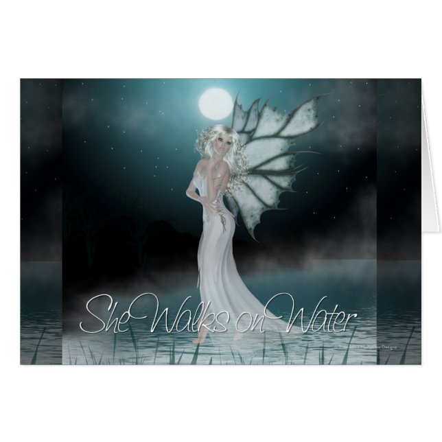 Bela Fada Ela Caminha no Cartão de Fantasia da Águ (Frente Horizontal)