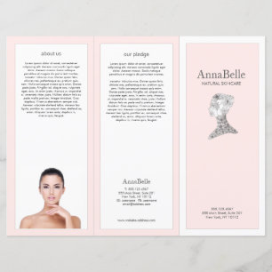 Bela Floral Rosa Menina Spa Salon TriFold Brochura