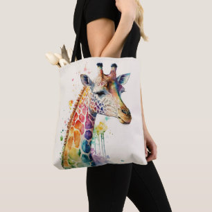 Bela Girafa em Aquarela Bolsa Tote