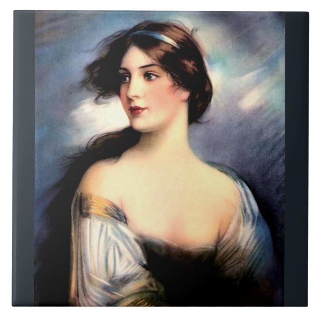 bela mulher vitoriana soprada pelo vento (Frente)