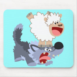 Bela peça de cartoon ovelha e Wolf Mousepad