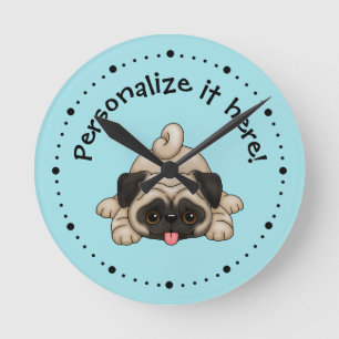 Bela peça Pug Puppy Personalizado Relógio