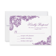 Bela placa RSVP de Casamento de Lavanda Roxo