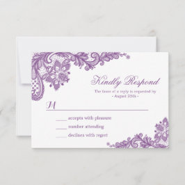 Bela placa RSVP de Casamento de Lavanda Roxo