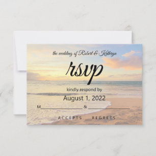Bela placa RSVP de Casamento de Praia Havaiana