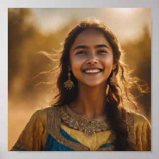 bela poster de parede de menina sorridente