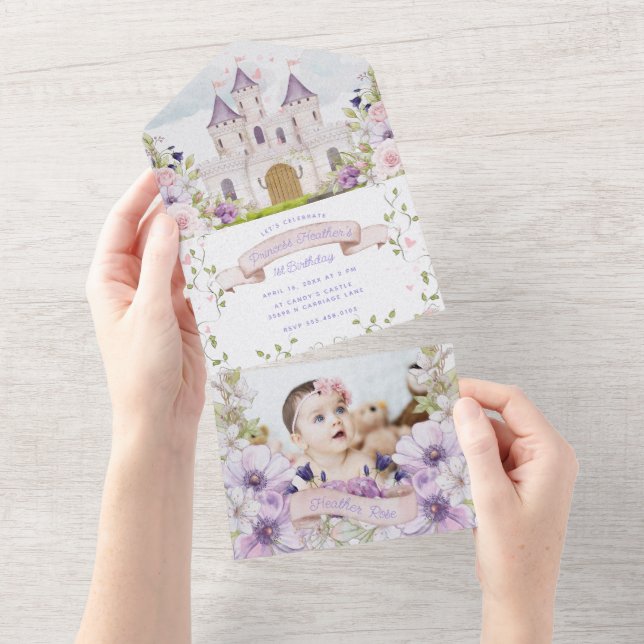 Bela Princesa Floral Roxa Primeiro Aniversário (Tearaway)