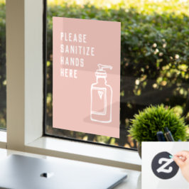 Bela Salão Minimalista Rosa Sanitize Mãos Aqui