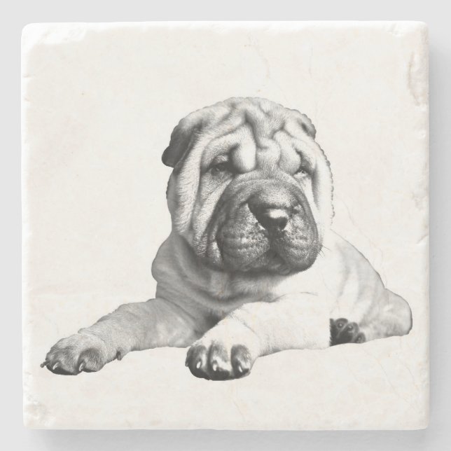 Bela Shar Pei em Porta-copos de Mármore (Frente)