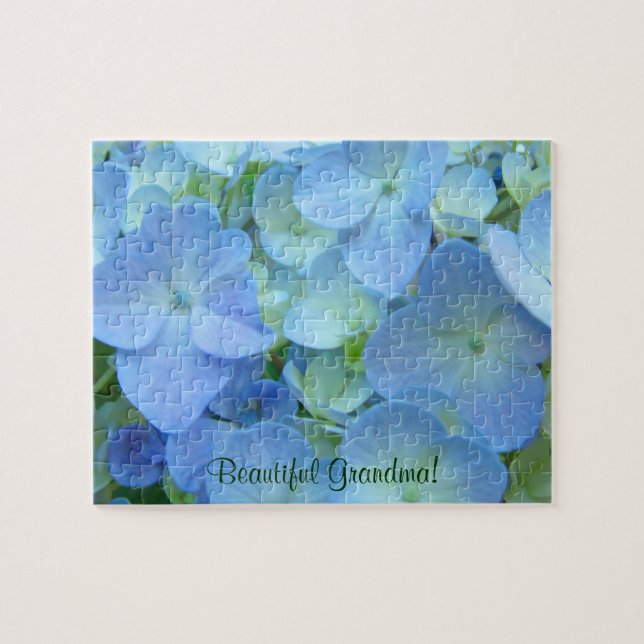 Bela Vovó! quebra-cabeças Flores de Hortênsia Azul (Horizontal)