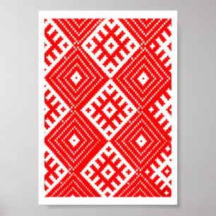 Belarus Беларусь National Folk Pattern Poster