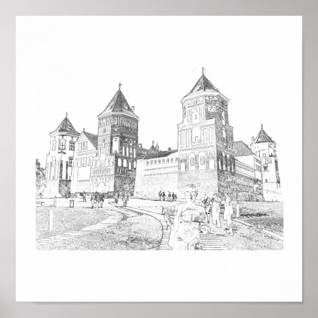 Belarus Mir Castle Architecture Nature Poster (Frente)
