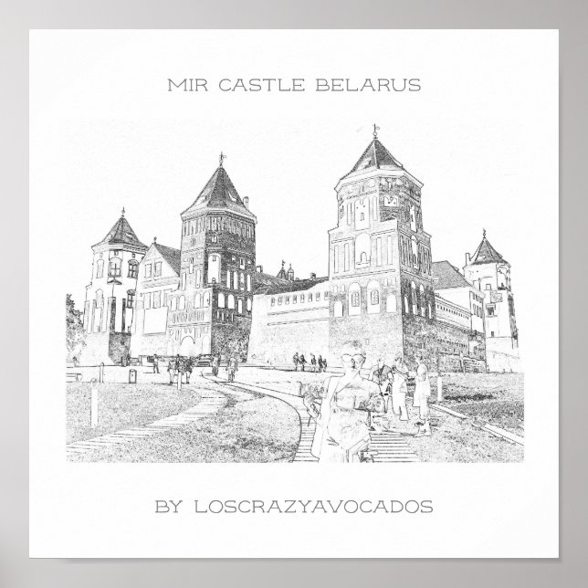 Belarus Mir Castle Architecture Nature Poster (Frente)