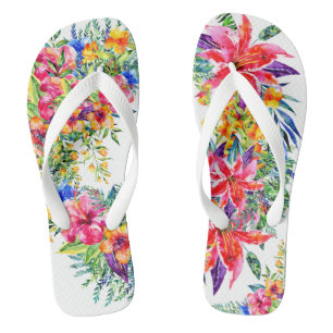 Belas Chinelos de Flores Tropicais