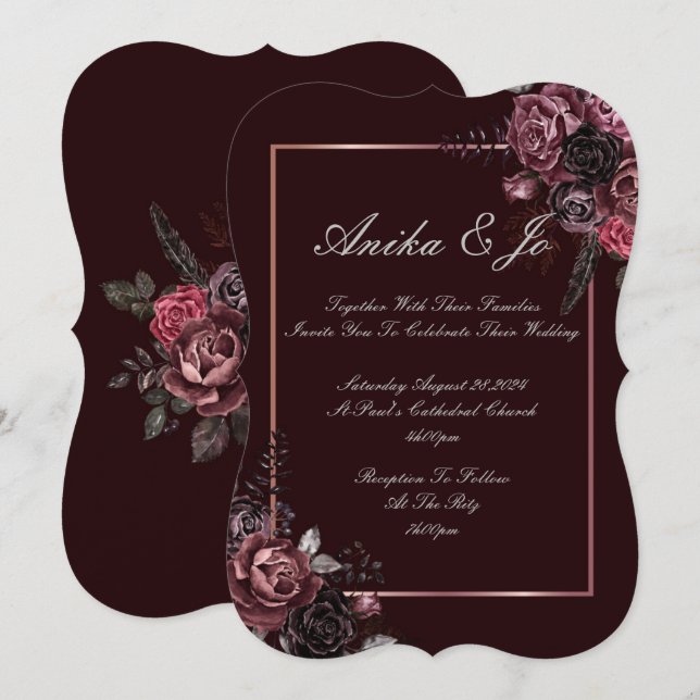 BELAS CORES DE QUEDA CONVITE FLORAL DE CASAMENTO (Frente/Verso)