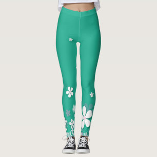belas e bonitas flores brancas leggings verdes