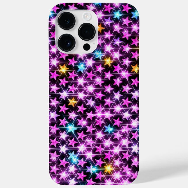 belas e coloridas estrelas brilhantes roxas (Verso)