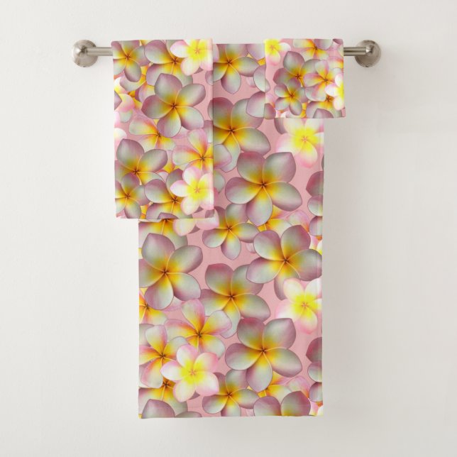 Belas Flores de Plumeria em Jogo de Toalhas de Ban (Insitu)