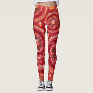 belas flores vermelhas e leggings perles