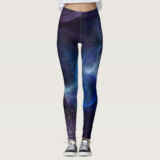 belas leggings de padrão de galáxias
