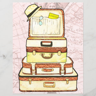Belas malas de viagem vintage para scrapbooking
