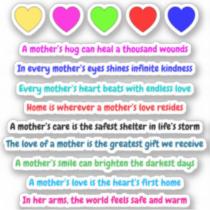 Belas Palavras para Mãe (Citações de Amor) Adesivo