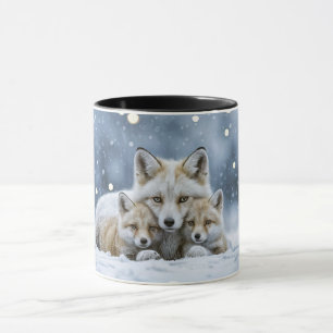Belas Raposas na Xícara de Café ou Caneca de Neve