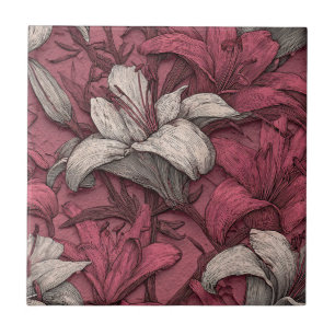 Belas Telhas de Lírios Art Nouveau para Banheiro M
