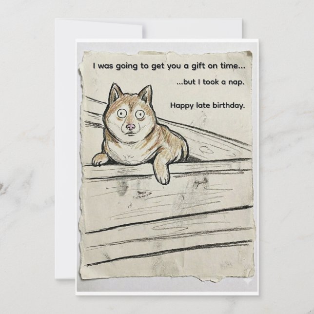 Belated Birthday Card – Shibupi Took a Nap (Frente)