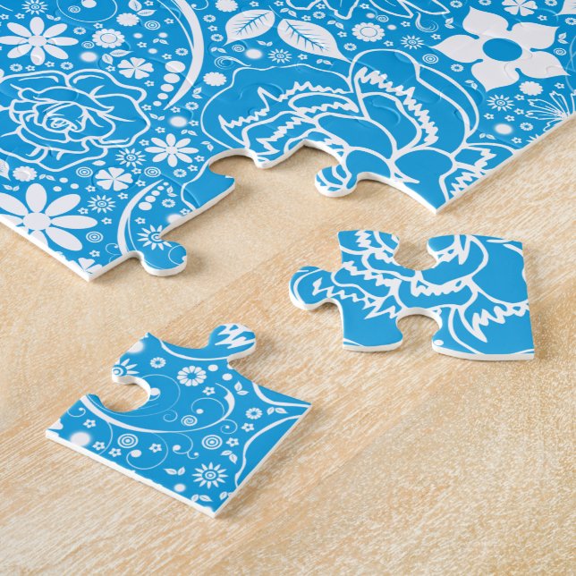 Beleza Botânica Quebra-cabeça Azul Claro (Lateral)