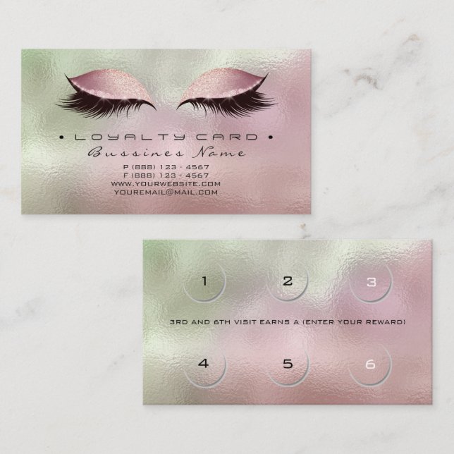 Beleza de Cartão de Lealdade Salão Makeup Blush Ro (Frente/Verso)
