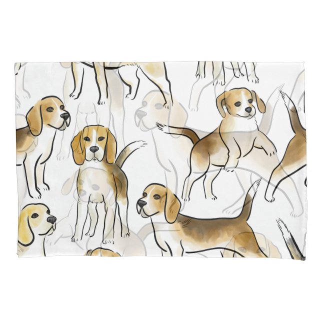 Beleza do Beagle: Padrão de Cachorro de Aquarela (Frente)