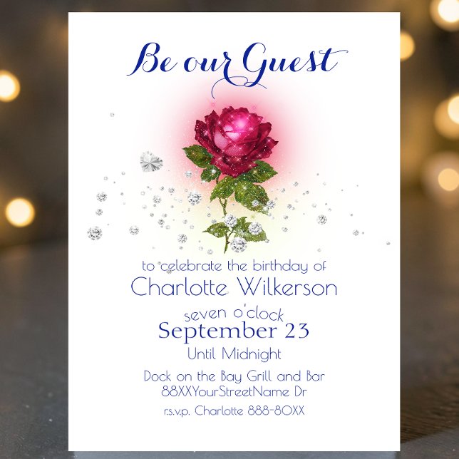 Beleza e Besta com Convite para Rosas vermelhas Má (Criador carregado)