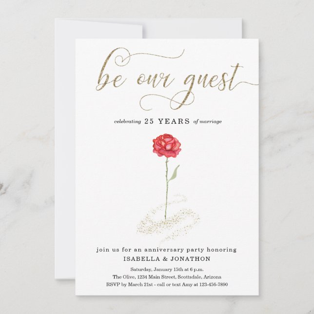 Beleza e Convite de festas do aniversário da Besta (Frente)