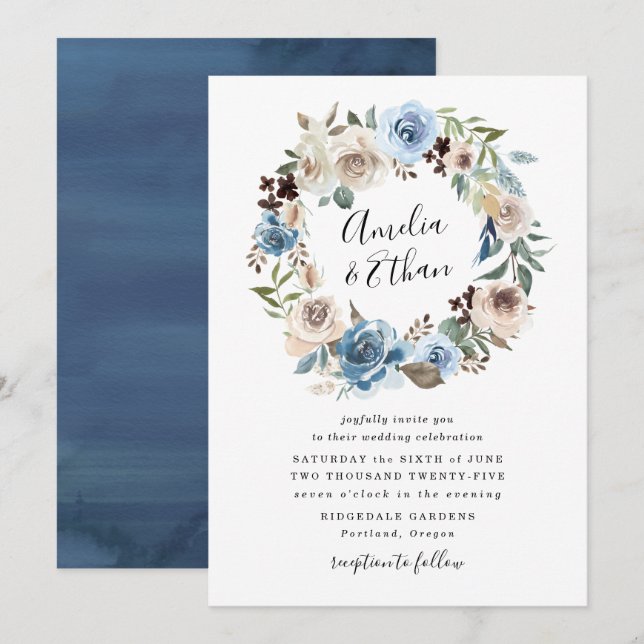 Beleza em Flor | Convite de Casamento Floral (Frente/Verso)