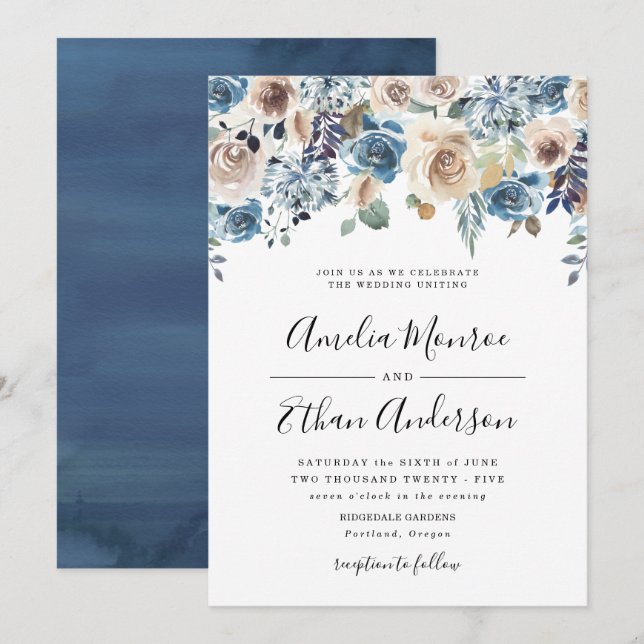 Beleza em Flor | Convite de Casamento Floral (Frente/Verso)