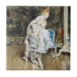 Beleza Fashionável se admirando no Espelho