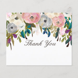 Beleza Floral Pintada Salão Obrigado Nota Cartões