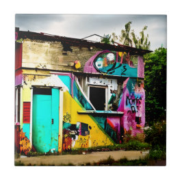 Beleza na destruição Grafite Colorido abandonado