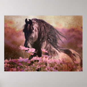 Beleza Negra Cavalo Frísia - Poster