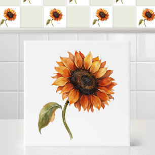 Beleza Outonal em Aquarela Flor de Girassol Laranj
