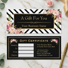 Beleza Salon Gift Certificado Dourado Floral Strip